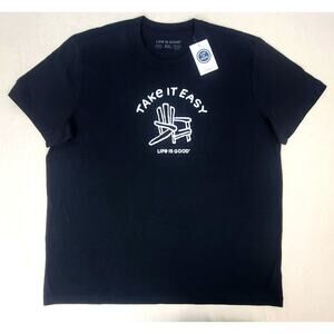 Life Is Good Take It Easy Graphic Tee XXL Black Adirondack Chair NWT